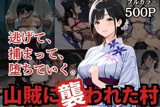 村娘が山賊に捕らえられ緊縛・快楽堕ちするファンタジーエロ同人誌【山賊に襲われた村】の表紙画像